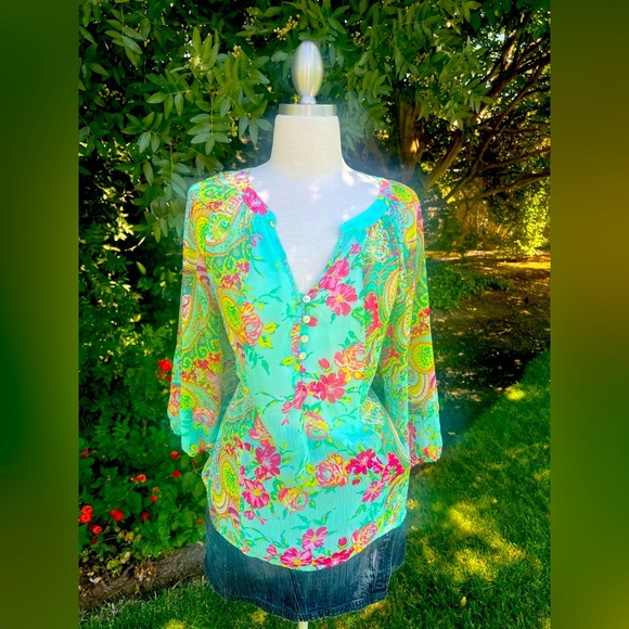 Fig and Flower Multicolor Paisley Blouse - Picture 3 of 8